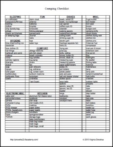 PA226-CampingChecklist